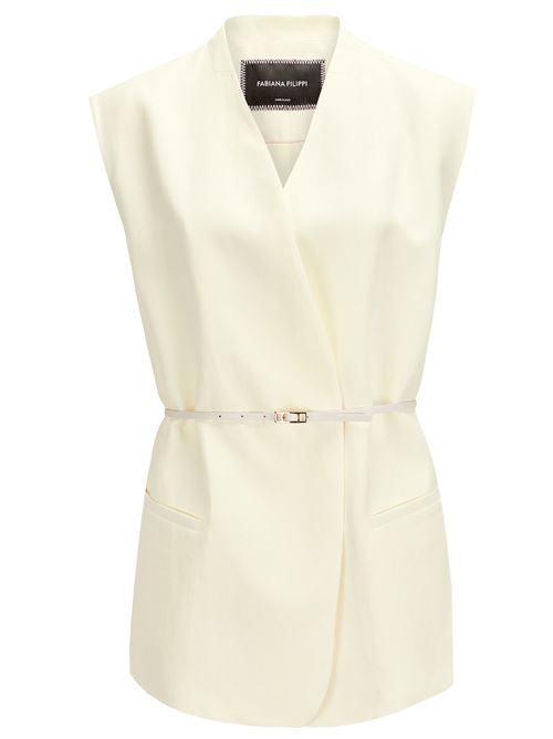 Giacca gilet doppiopetto in lino e viscosa FABIANA FILIPPI | GCD276F660D5440145